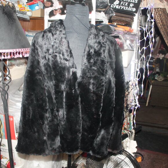 Gorgeous Vintage Sheared Black Mink Fur Jacket Coat 1/2 Caplet M